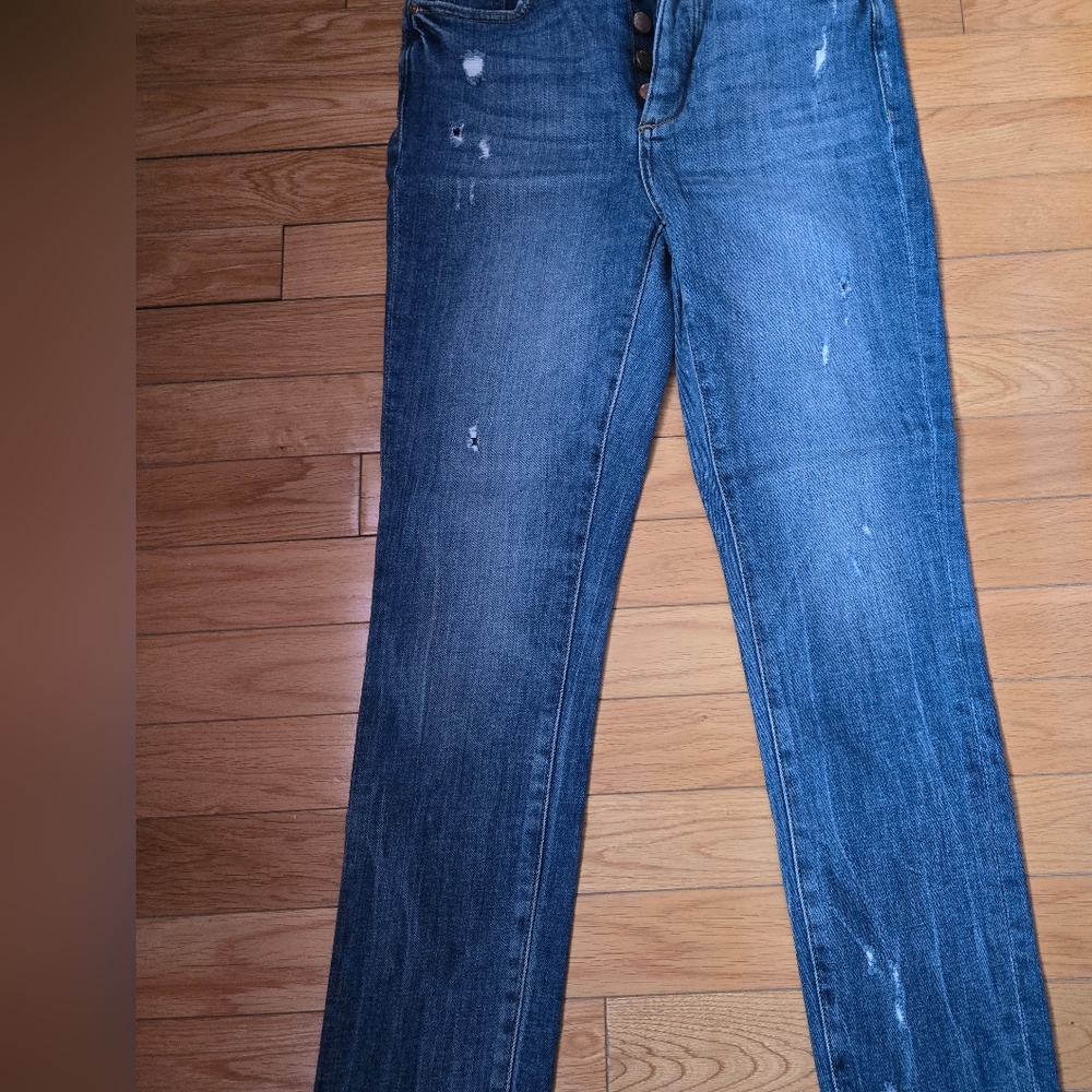 DL1961 Distressed Indigo Straight Leg Jeans